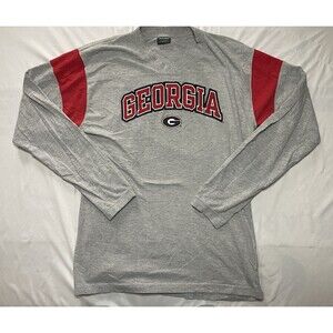 Vintage Georgia Bulldogs Shirt Mens Large Pro Edge Long Sleeve Embroidered Red